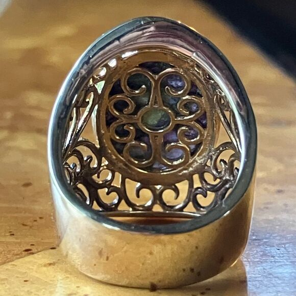 Natural Tasmanian Stichtite Sterling Silver Cocktail Ring Size 7 - Picture 3 of 8